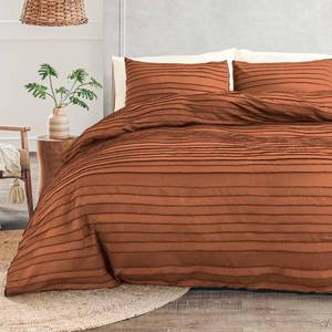 lot 9648 image: NEXHOME PRO Duvet Cover Queen Size, Brunt Orange 3 Pieces Boho Tufted Duvet Cover Set, Soft and Lightweight Microfiber Comforter Cover Set for All Season (Brunt Orange, 90 x 90)-No Comforter