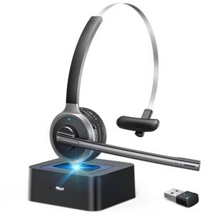 lot 10150 image: XAPROO Wireless Headset for Work, 2025 New Wireless Computer Headset with USB Dongle, Flip-to-Mute, On Ear Cell PC Headset with Charging Base for Home Office Call Center Zoom Skype