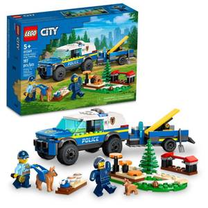lot 10152 image: MISSING PIECES LEGO City Mobile Police Dog Training 60369, SUV Toy Car with Trailer, Obstacle Course and Puppy Figures, Animal Playset for Boys and Girls Ages 5 Plus