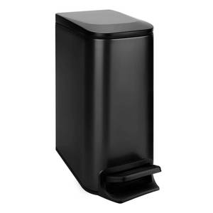 lot 11728 image: TIPGO Slim Bathroom Trash Can with Lid Soft Close, Step Pedal, 6 Liter  1.6 Gallon Stainless Steel Trash Bin, Small Garbage Cans for Bedroom, Office, Kitchen (Matte Black)