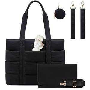 lot 11738 image: LOVEVOOK Diaper Bag Tote, Puffer Baby Diaper Bag with Insulated Pocket,Travel Diaper Tote with Pacifier Case and Changing Pad