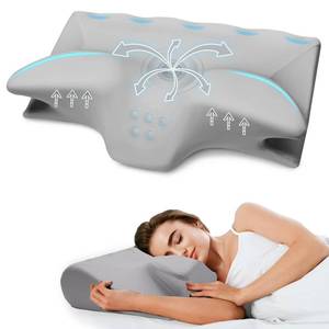 lot 11748 image: Cervical Pillow for Neck Pain Relief, Cooling Contour Memory Foam Pillows Support Odorless Ergonomic Neck Pillow Adjustable Orthopedic Bed Pillow for Side Back Stomach Sleeper with Pillowcase,Grey