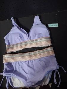 lot 12059 image: Adisputent Light Purple Swimsuit with Decorative Stripes Size XXL