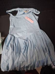 lot 12062 image: New Qinsen Light Blue Pleated Dress Size L