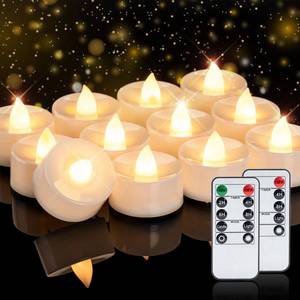 lot 12086 image: Homemory 24pcs Flameless LED Tea Lights with Remote and Timer, 400Hours Realistic Flickering Battery Candles for Seasonal, Tabletop, and Centerpieces Decor