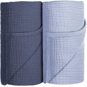 lot 12090 image: Susurration Muslin Swaddle Blanket Baby,100percent Cotton Baby Receiving Blanket Soft Thin Swaddle Blanket for Unisex Newborn 40x40in 2Pack (Navy Blue)