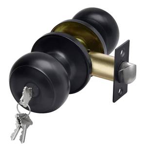 lot 12092 image: CML Hardware Matte Black Keyed Entry Door Knob for Entrance, Exterior and Interior Use, Round Ball Handle, Stainless Steel