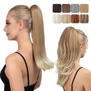 lot 12097 image: YOUNGWAYS Clip in Ponytail Extension 18 Inch Pony Tails Hair Extensions for Women Long Straight Curly Tail Ponytail Hair piece Synthetic Fake Versatile Pony Gloden Blonde and Beach Blonde Tips