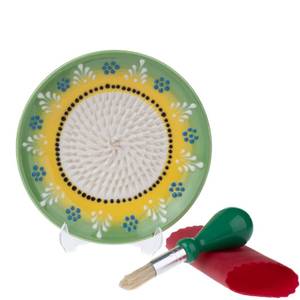 lot 12099 image: Ceramic Garlic Grater Plate - Handmade 4 Pcs Press - Natural Grinder - Decorative Mincer - Ginger, Cheese Grater - Hand Dish (Green)