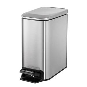 lot 15211 image: Cesun Small Bathroom Trash Can with Lid Soft Close, Step Pedal, 6 Liter  1.6 Gallon Stainless Steel Mini Garbage Can for Office, Outdoor Trash Bin with Removable Inner Bucket (Silver)