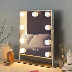 lot 15217 image: FENCHILIN Hollywood Mirror with Light Lighted Makeup Mirror Vanity Makeup Mirror Smart Touch Control 3Colors Dimable Light Detachable 10X Magnification 360°Rotation(White)