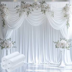 lot 15219 image: 20ftx12ft Wrinkle Free White Backdrop Curtain, 4 Panels 12FT Height White Wedding Backdrop Drapes, Silky Polyester Back Drop Cloth for Birthday Photography Background Party Backdrop Draping