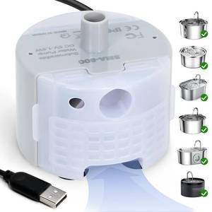 lot 16245 image: Ultra-Quiet Replacement Pump for Stainless Steel Cat Water Fountains - SMA-800 Motor - Safe and Easy to Clean with Low Voltage DC 5V and USB Cable (Bottom Suction Pump)