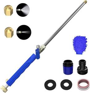 lot 16248 image: Buyplus Jet Nozzle High Pressure Hose Nozzle, 2-in-1 High Pressure Power Washer for House, Jet Nozzle for Garden Hose Power Washer Wand with 2 Different Tips, Quick Connectors and Gloves, 18 Inch