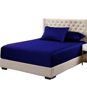 lot 16260 image: Viscose from Bamboo Fitted Bottom Sheet Only, Split Top King Size (Flex Head) Size, Deep Pocket, Extremely Soft Sheets, Solid Royal Blue