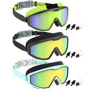 lot 16261 image: NSSIW Swim Goggles Swimming Kids-Goggles Anti Fog No Leak with Nose Clip Earplugs for Girls Boys Youth 6-14 3 Pack