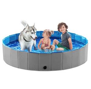 lot 17445 image: Jasonwell Foldable Dog Pet Bath Pool Collapsible Dog Pet Pool Bathing Tub Kiddie Pool Doggie Wading Pool for Puppy Small Medium Large Dogs Cats and Kids 63 Greyin