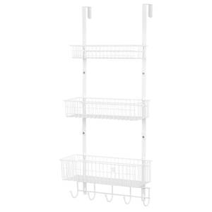 lot 17448 image: YBING Over The Door Organizer with Hooks Door Hanger Towel Rack with 3 Mesh Baskets Back of Door Hanging Shelf Organizer Behind Door Pantry Organizer for Bathroom Bedroom White