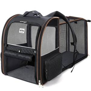 lot 17451 image: Lekebobor Large Cat Backpack Carrier Expandable Pet Carrier Backpack for Small Dogs Medium Cats Fit Up to 18 Lbs, Dog Backpack Carrier, Foldable Puppy Backpack Carrier for Travel,Quilted Black