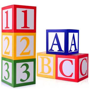 lot 17452 image: PFAMKEER 6 pcs ABC and 123 Friend Street Balloon Boxes,ABC Alphabet Graduation Back to School Party Favor, Story Birthday Party Decor Celebration Baby Shower Inspired Balloon Cardboard Box