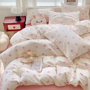 lot 17453 image: Nayoroom Pink Bow Duvet Cover Queen Size Heart Bows Printed Coquette Bedding Set 3 Pcs Kids Girls Cute Comforter Cover with Zipper Closure Soft Breathable Microfiber