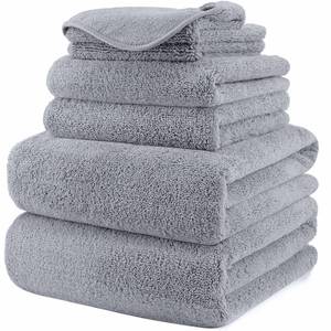 lot 17455 image: POLYTE Oversize, 60 x 30 in., Quick Dry Lint Free Microfiber Bath Towel Set, 6 Piece (Gray)