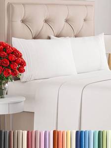 lot 17457 image: Queen Size 4 Piece Sheet Set - Comfy Breathable and Cooling Bed Sheets Set - Hotel Luxury Bedding for Women, Men, Kids, Teens, Boys and Girls - Deep Pockets, Soft, Wrinkle Free - Oeko-Tex - Antique White