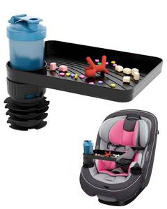 lot 17462 image: SEVEN SPARTA Car Seat Tray for Kids Toddler Travel with Soft Rubber Base, Rotatable and Removable Cup Holder Snack Tray for Food Color and Play for Family Road Trip Essentials (1, Large Base)