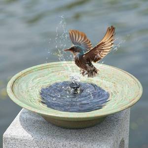 lot 17476 image: HOUYANG Solar Fountain Bird Bath, Metal Bird Bath Bubbler, Outdoor Bird Bath Bowl, for Outdoors Garden Patio Decor.