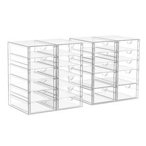 lot 17478 image: 22 Drawers, Acrylic Desk Makeup Organizer, Plastic Drawers Organizer, Stackable Storage Solution for Makeup, Dresser, Office, Bathroom Clear Plastic Craft and Bead Storage Cabinet