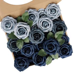 lot 17483 image: NandT NIETING Fake Roses,25pcs Artificial Flowers Dusty Blue Fake Roses Faux Flowers Fake Flowers for DIY Wedding Bouquets Centerpieces Floral Arrangements Home Decorations Shades of Navy Blue