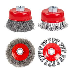 lot 17487 image: OSFTBVT Wire Wheel Brush for 4-12 Angle Grinder 4 Inch Wire Wheel Set 3 Inch Wire Cup TwistedCrimped Brushes 58in-11 Threads Arbor - 4pcsin