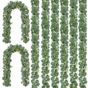 lot 17489 image: CQURE 8 Pack 5.9Ft Eucalyptus Garland,Artificial Eucalyptus Flowers Leaves Table Greenery Garland Wreath Vines for Wedding Party Table Bedroom Wall Decor