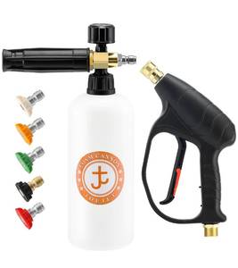 lot 17490 image: JOEJET Pressure Washer Gun with Foam Cannon, Car Wash Foam Gun with 14in Quick Connector, 5 Pressure Washer Nozzle Tips, 1 Liter