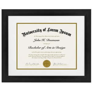 lot 17493 image: Americanflat 11x14 Diploma Frame with Mat for 8.5x11  MDF wood and shatter-resistant glass  Black