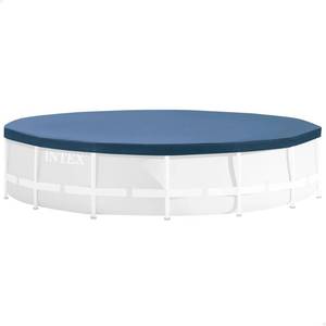 lot 17499 image: INTEX 28030E Pool Cover For 10ft Round Metal Frame Pools  Includes Rope Tie  Drain Holes  10in Overhang  Snug Fit