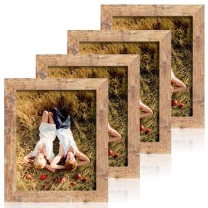 lot 17504 image: iRahmen 8x10 Picture Frame Set of 4, High Definition Real Glass Rustic Brown Frame, 8 x 10 Photo Frames for Desktop Display and Wall Mounting