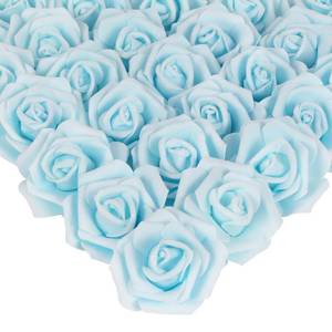 lot 17507 image: IPOPU Artificial Rose Flower Heads, 100pcs Light Blue Foam Fake Roses Bulk 3in Stemless Flowers for DIY Wedding Baby Shower Centerpieces Arrangements Party Tables Home Decorations (Light Blue)