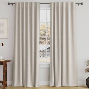 lot 17512 image: Turquoize Back Tab Curtains Blackout Curtains 84 Inch Length Ivory Thermal Insulated Blackout Drapes for Bedroom Room Darkening Curtains for Living Room, 52 Wide x 84in Long, Ivoryin