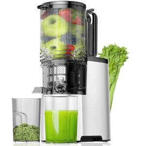 lot 17514 image: Cold Press Juicer, 5.3 Wide Feed Chute Juice Extractor Machine with 400W, High Juice Yield, Slow Masticating Juicer for Whole Vegetables and Fruits, Metallic Silverin