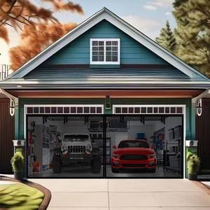 lot 17516 image: Magnetic Garage Door Net Screen Kit 14x7 FT - Heavy-Duty Fiberglass Mesh with Magnetic Closure for 1 Car Garage 14x7ft, Blocks Bugs and Enhances Privacy -Perfect for Porch Gym Barn Patio Use