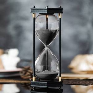 lot 17517 image: Large Hourglass Timer 60 Minute, Decorative Hexagon Frame Sandglass with Black Sand
