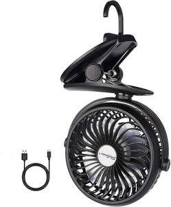 lot 17524 image: SkyGenius Battery Operated Clip on Stroller Fan, Portable Mini Desk Fan Rechargeable(Black)�