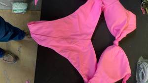 lot 18000 image: pink two piece bikini back tie size large