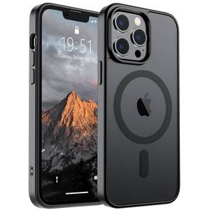 lot 18003 image: SUPFINE Magnetic for iPhone 13 Pro Max Case (Compatible with MagSafe) (Military Grade Drop Protection) Translucent Matte Shockproof Phone Cover,Black