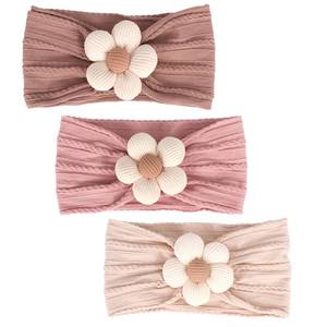 lot 18005 image: MIUXUESO 3 Pcs Baby Flower Headbands Baby Girls Nylon Headband Soft Hairbands Hair Accessories for Newborn Infant Toddler Kids (Beige Pink Khaki)