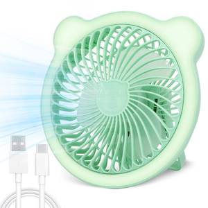 lot 18009 image: QANYI Desk Fan Lamp, 3 Speeds with Strong Airflow, 7 Inch Quiet Small Portable Table Fan, USB Rechargeable Fan with Night Light, 180° Rotate Personal Cute Fan For Bedroom Home Office Desktop Travel