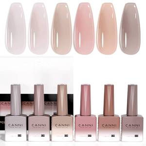 lot 18015 image: CANNI Jelly Nude Gel Nail Polish Set- 6 Pcs 9 Ml Neutral Transparent Jelly Pink Colors Gel Polish Kit, Soak Off LED Nail Gel Manicure Kit DIY at Home Salon Gifts