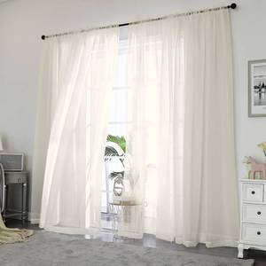lot 18034 image: OWENIE Sheer Curtains 84 inch Length, Ivory Sheer Cutains 2 Panels Set for BedroomLiving Room, Rod Pocket Voile Fimly Drapes, 2pcs, Each 42 W x 84in Lin