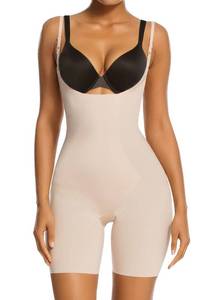 lot 18056 image: SHAPERX Shapewear for Women Tummy Control Open Bust Thigh Slimmer Body Shaper, SZ2490293-Beige-S